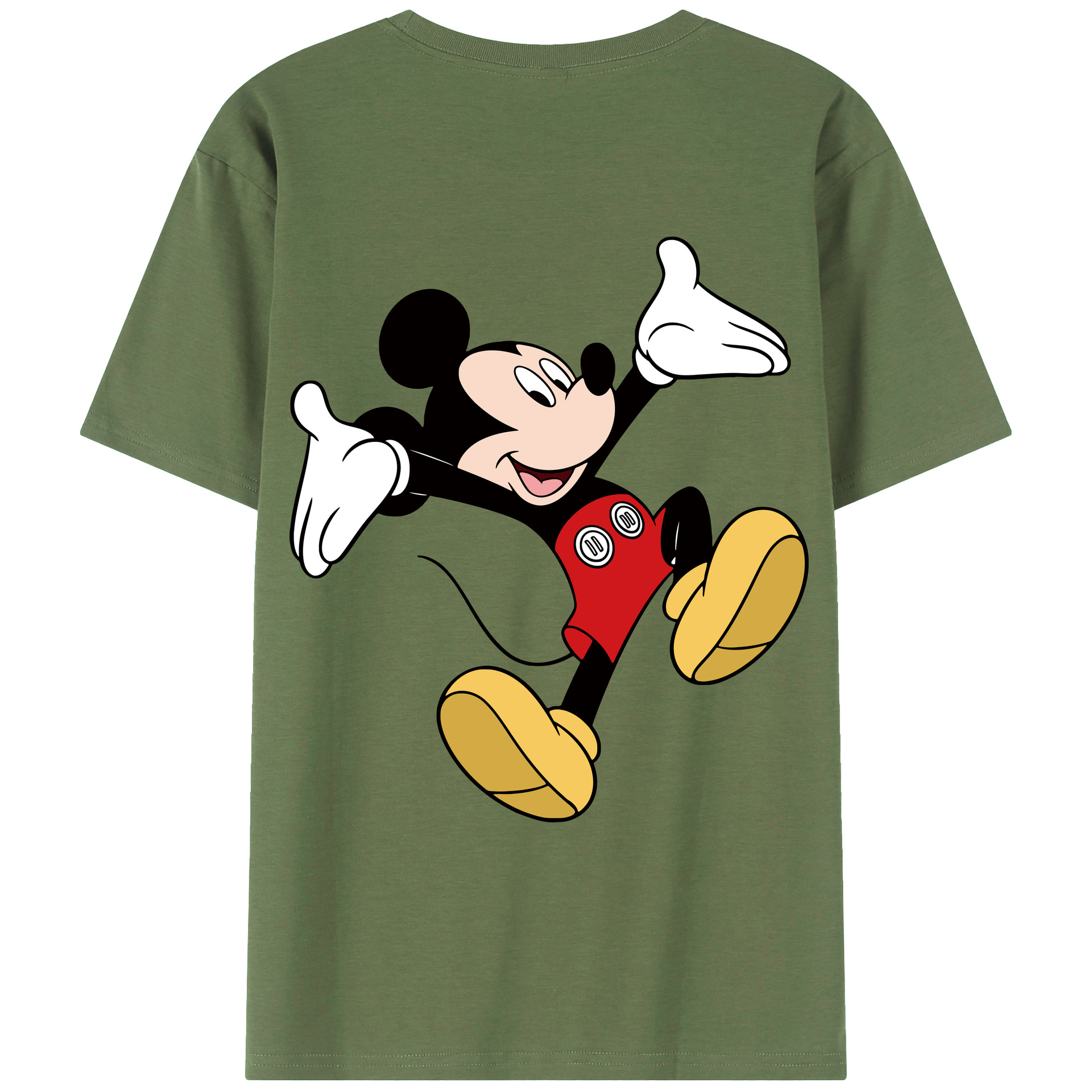 ミッキーマウス Mickey Mouse 綿100％ メンズ半袖Tシャツ（バックプリント） 通気性